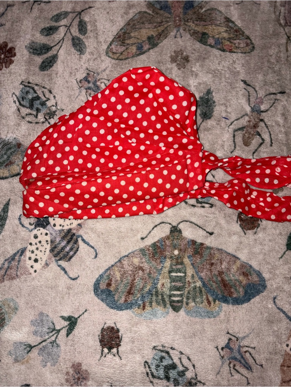 Vintage 1970s Red & White Polka Dot Tie Back Soul Cap